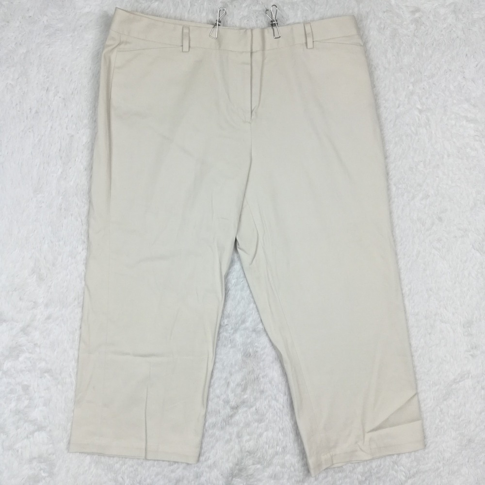 Briggs New York Womens Pants Cropped Trouser Khaki Stone High Rise‎ Plus 18 New